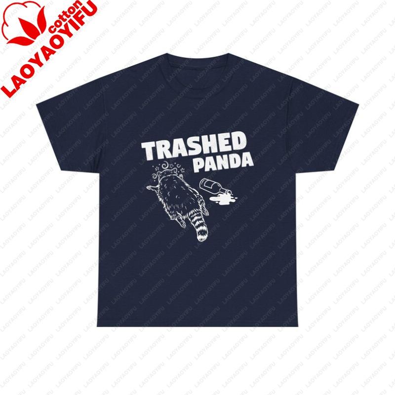 Funny Trashed Panda Racoon Gets Drunk Trashed Panda TShirt Drunken Raccoon Style Graphic Tee Women Clothing Graphic T Shirts
