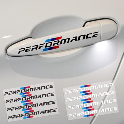 4pcs Car Door Handle Emblem Performance 3D Stickers For M F30 F31 F34 F35 F80 G30 G31 F01 F02 F20 F21 F52 E46 X1 X3 X5 X6 X7
