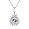 Sterling Silver Moissanite Crown Pendant Necklace for Women - 1 Carat S925 Dynamic Necklace