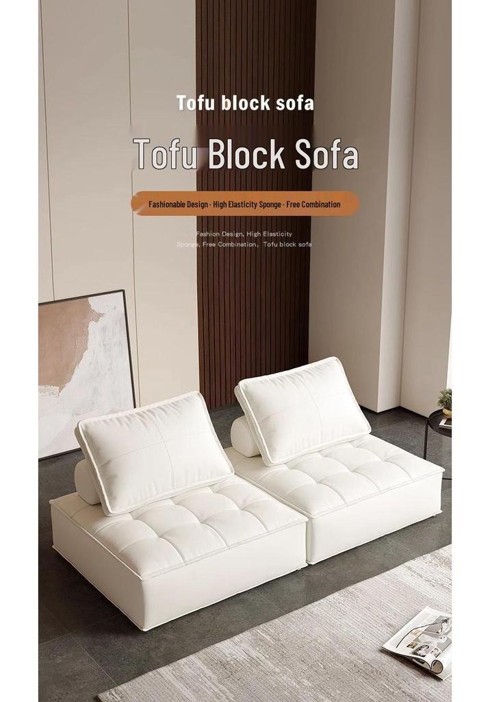Minimalist Tech Fabric Double Module Sofa for Small Apartments