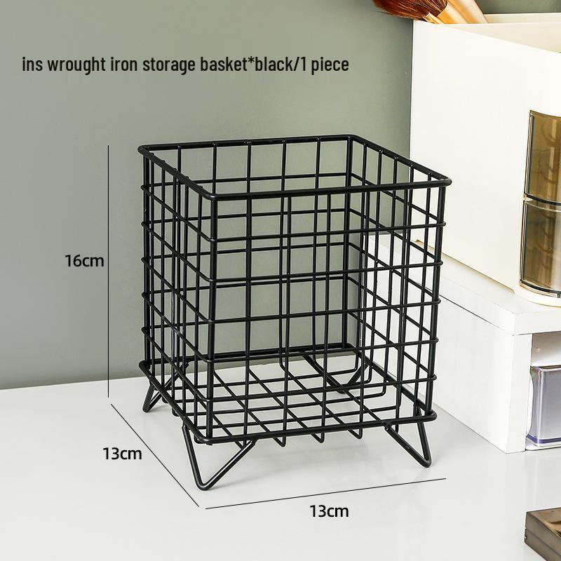 

Wrought Iron Desktop Storage Basket for Office or Dorm – Large Capacity for Cosmetics, Sundries, and Masks чёрный