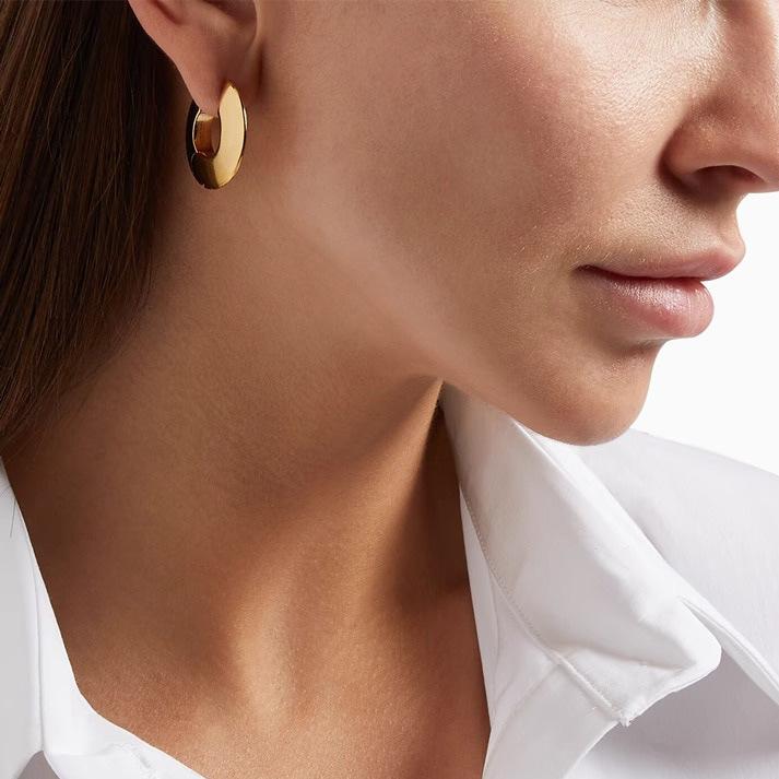 Minimalist Glossy Circle Earrings Women's Temperament Niche Design Personality Versatile INS Style Elegant Classic Accessories Daily Jewelry