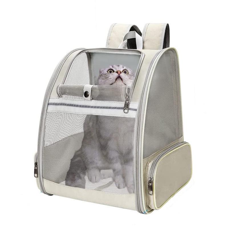 Sac à dos portable à double bandoulière pour chat - Sac de voyage pliable, tendance et de grande capacité pour animaux de compagnie
