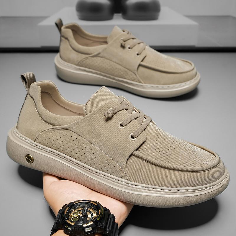 Mens Canvas Shoes 2025 Summer New Comfortable Loose Versatile Tooling Shoes Platform Height Increase Casual Sneakers Men