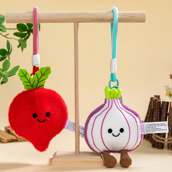 Süßer Obst-Gemüse-Schlüsselanhänger mit tragbarer Aufhängeschnalle Plüsch-Rucksack-Anhänger Hautfreundliches Quetschspielzeug Stressabbau Fidget Geschenk für Kinder Erwachsene