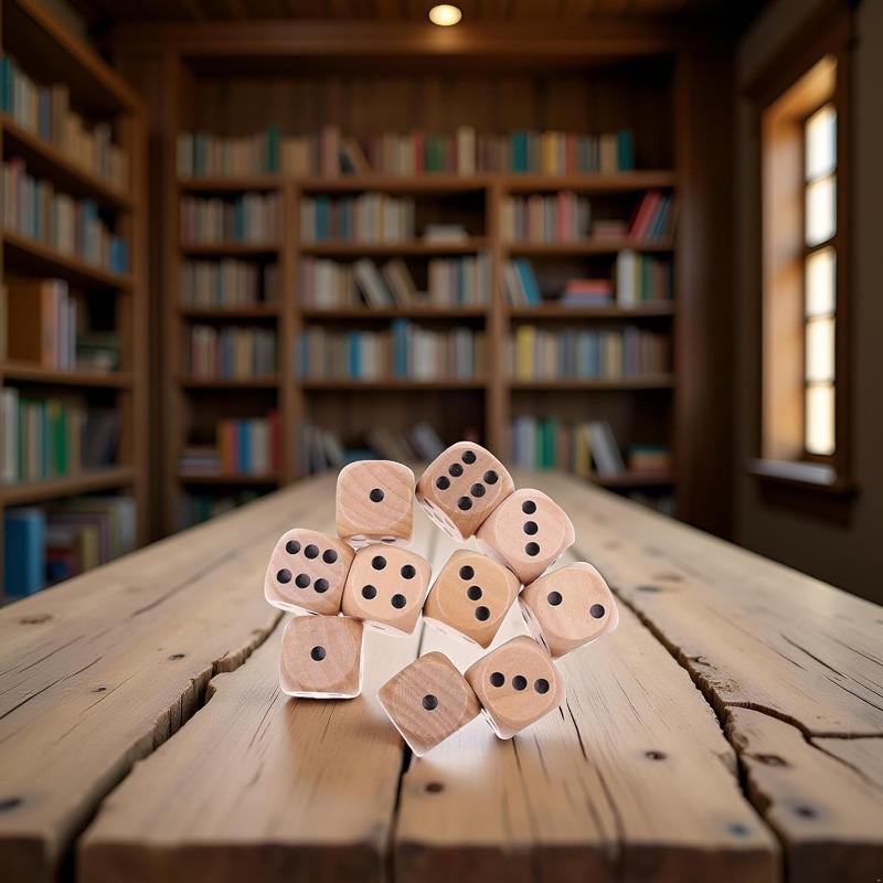 10pcs Wooden Dice Set, 6-side Adult Game Dice, Standard Dice, Practical and Fun Party Essential Props, Bar Entertainment Venue