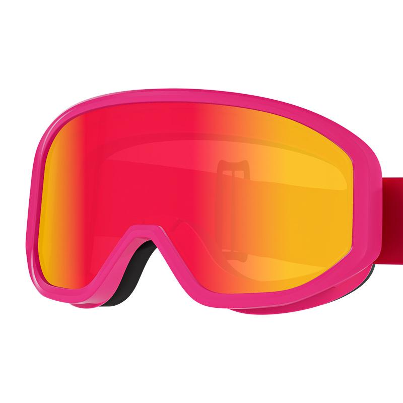 Double-layer ski goggles, popular winter snow goggles for children, anti-fog, anti-UV protective eyewear розовый