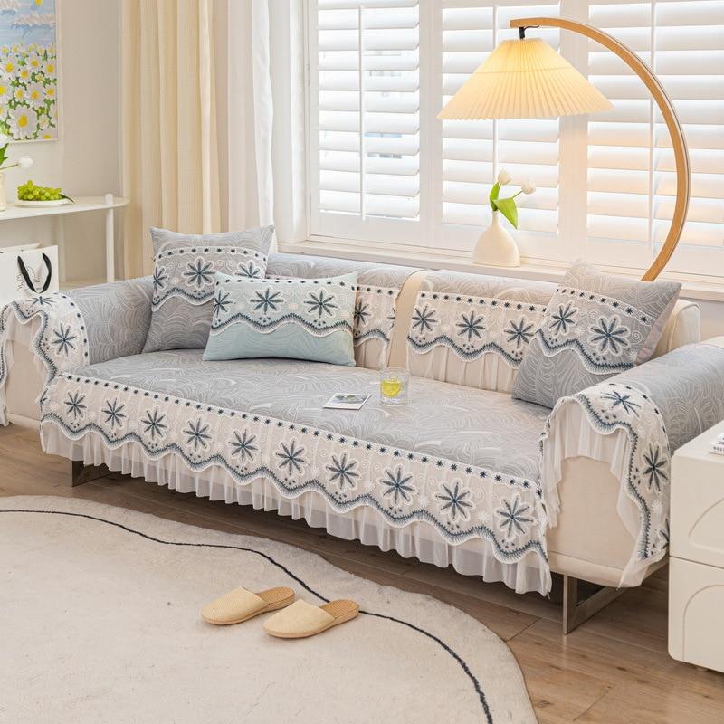 Universal Ice Silk Jacquard 2023 New Lace Non-slip Leather Cushion Cover Fresh Summer Cool Sofa Cushion Summer