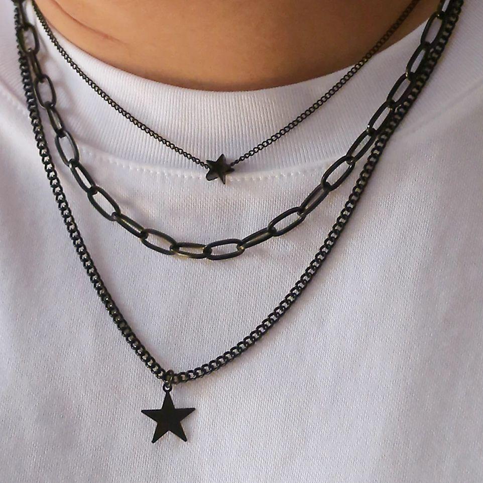 

Ingemark Trendy Creative Black Pentagram Pendant Chokers Necklace for Women Elegant Adjustable Metal Neck Chain New Year Jewelry чорний