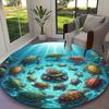 [1pc Colored Turtles Office Carpet] Easy Maintenance Chair Rug for Conference Room Use, Durable Round Sofa Floor Mat