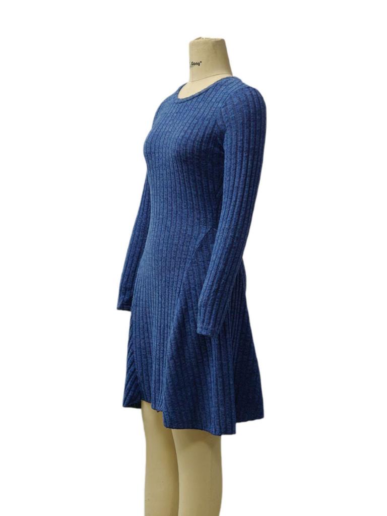 2026 Bohemian Irregular Ribbed Solid Color Dress for Women, Autumn/Winter Collection