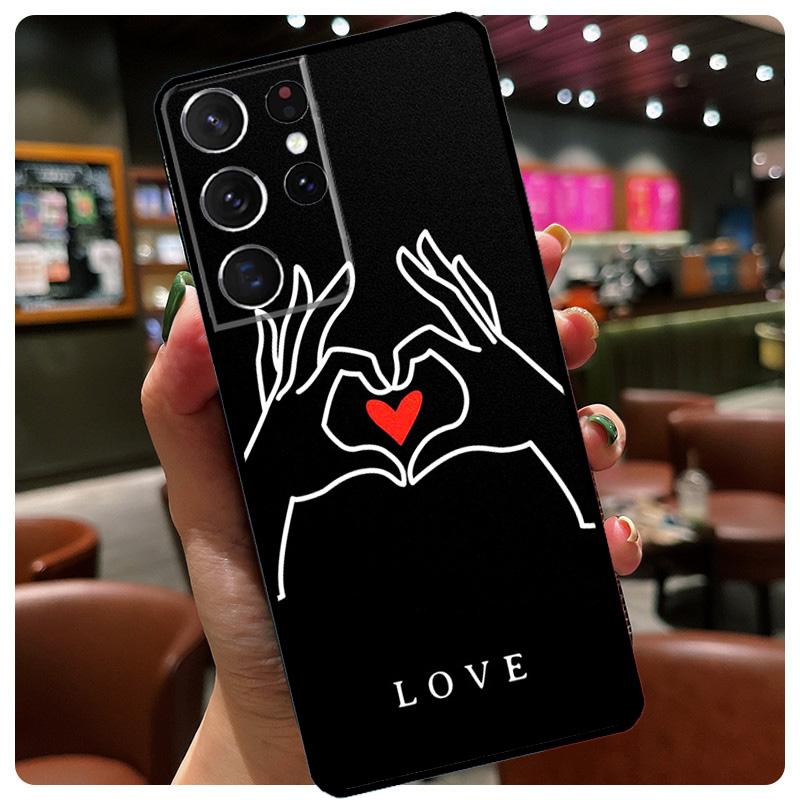 Hand Holding Moon Finger Heart Phone Cover For Samsung Galaxy S23 S21 S22 Ultra S20 FE Note 20 Note 10 S8 S9 S10 Plus Case