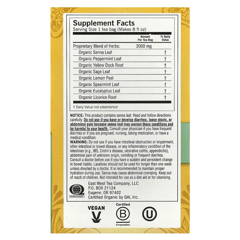 Soothing Relief Constipation Support, Caffeine Free, 16 Tea Bags, 1.12 Oz (32 G)