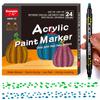 24 Colors Dual Tip Dot Acrylic Paint Pens Markers for Wood Canvas Rock Painting Glass Ceramic DIY Crafts Making Art Supplies