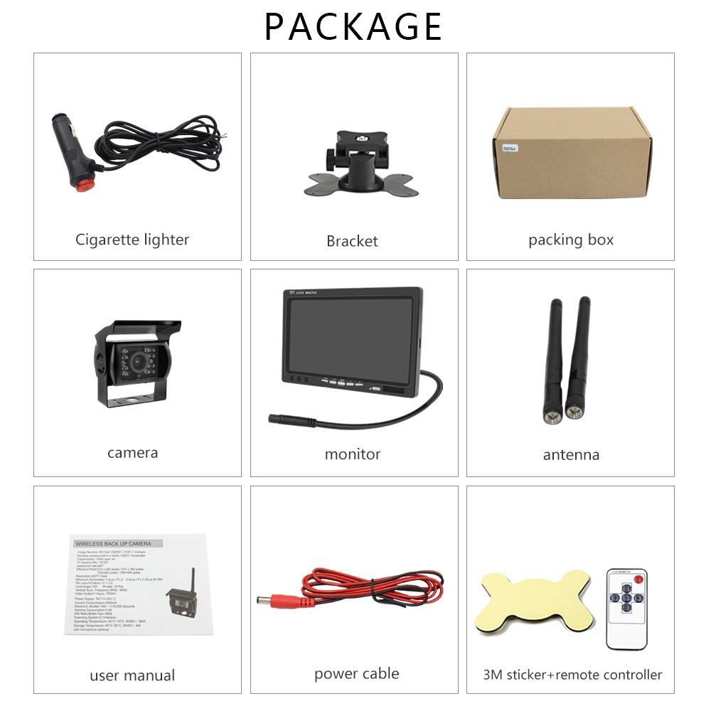 

Мощное беспроводное изображение заднего хода, ночное видение высокой четкости, отсутствие помех, простая установка, беспроводное изображение заднего хода, беспроводной вид сзади чёрный