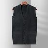 Dad Sweater Vest Men Autumn Warm Sleeveless Vest Middle-aged and Elderly Knitted Cardigan Vest Grandpa Outfit
