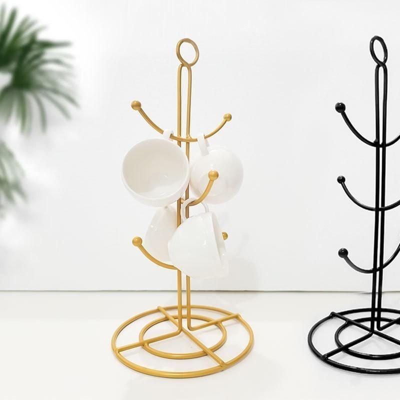 Nordic Style Iron Cup Rack With Drip Tray For Kitchen Storage And Organization