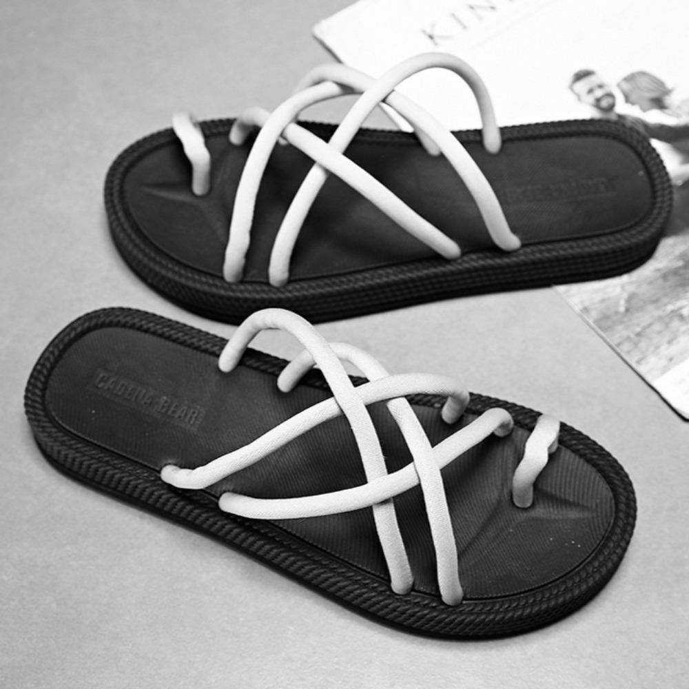 Men's Flip Flops Outdoor Men's Woven Rope Slippers Non Slip Wear Resistant Casual Versatile Outdoor Sandals Man Summer Slippers