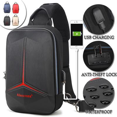 Men Women Multifunction Anti-theft Shoulder Bag USB Crossbody Bag Waterproof Travel Sling Bag Pack Messenger Pack Chest Bag for Male