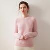 Women's Heavy-Duty Cable Knit Round Neck Cashmere Sweater - Autumn/Winter Warm, Loose Fit Pullover Knitwear