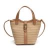 Korean Version of Casual Solid Color Temperament Simple Portable Bucket Bag for Women Versatile Commuter Knitted Crossbody Fashion Straw Bag