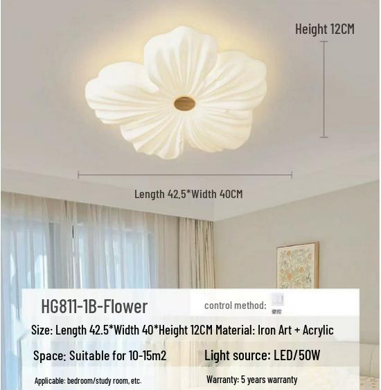Warm Romantic Solid Wood Flower Ceiling Light for Children's or Master Bedroom