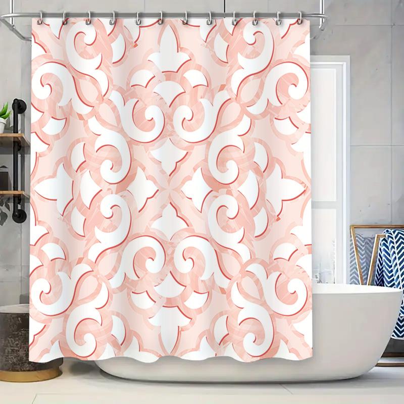 

Bathroom Waterproof Shower Curtain Decorative Pattern White Pink Flower Print Home Decoration Polyester Fabric (180X240Cm) W60H190(CM)-1 Pcs