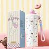 Taza de vacío portátil de dibujos animados de alta capacidad con cuerda de elevación Botella de taza de acero inoxidable 316 Botella de agua aislada Para niños y niñas