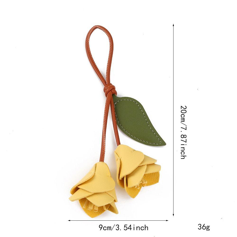 Cute Hanger Pu Leather Tulip Pendant Fashion Colorful Pu Flower Keychain Creative Bag Decoration Bag Accessory