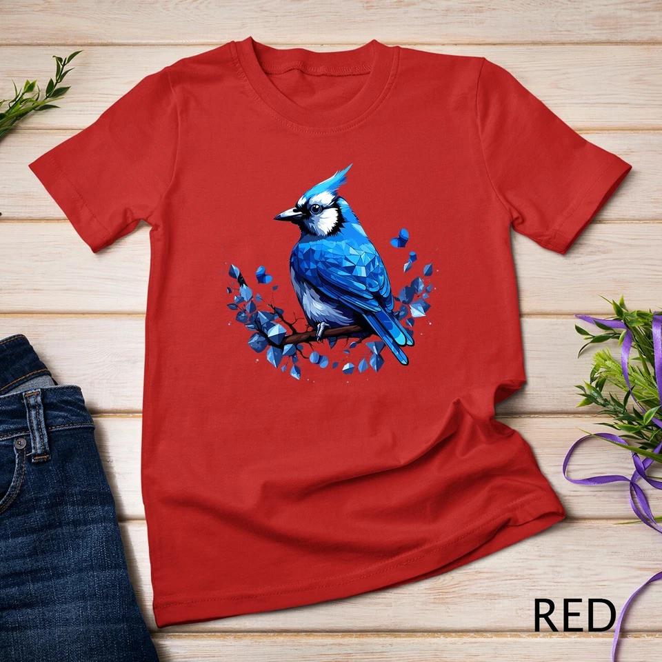 Blue Jay Geometric Patten Art,Cute Blue Jay Bird Lover Tee Unisex T-shirt 11 S
