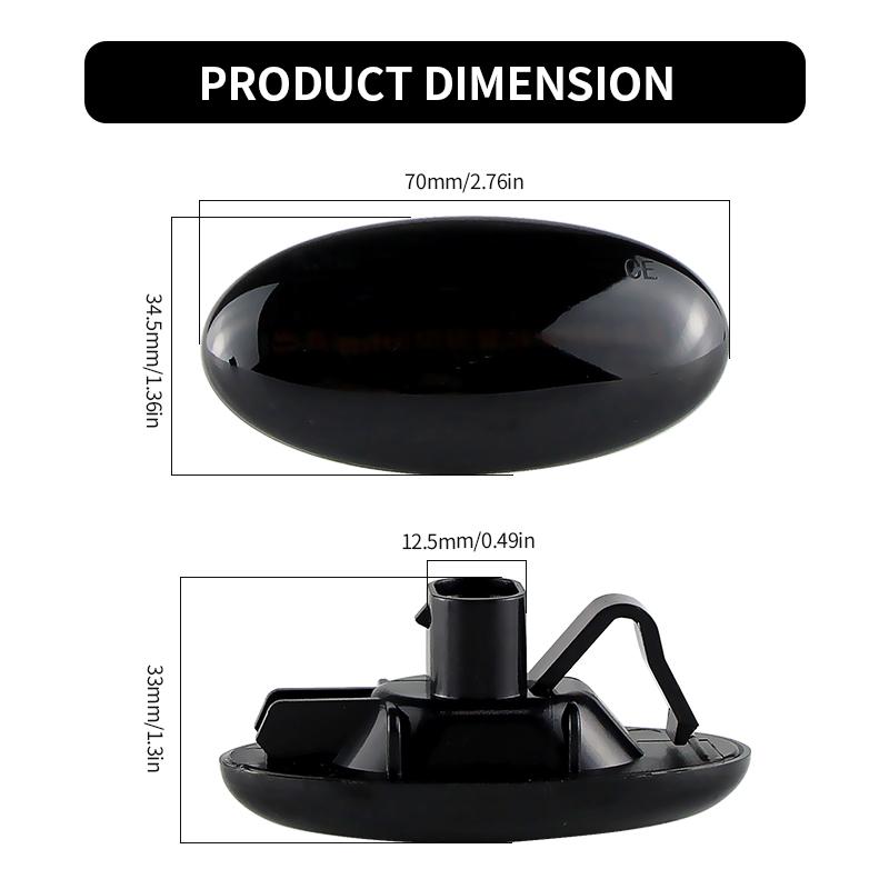 For Mazda 2 03-14 Mazda 3 03-13 Mazda 5 05-10 LED Black Lens Black Lens Side Marker Light Amber Lamp Turn Signal Lamp Repeator
