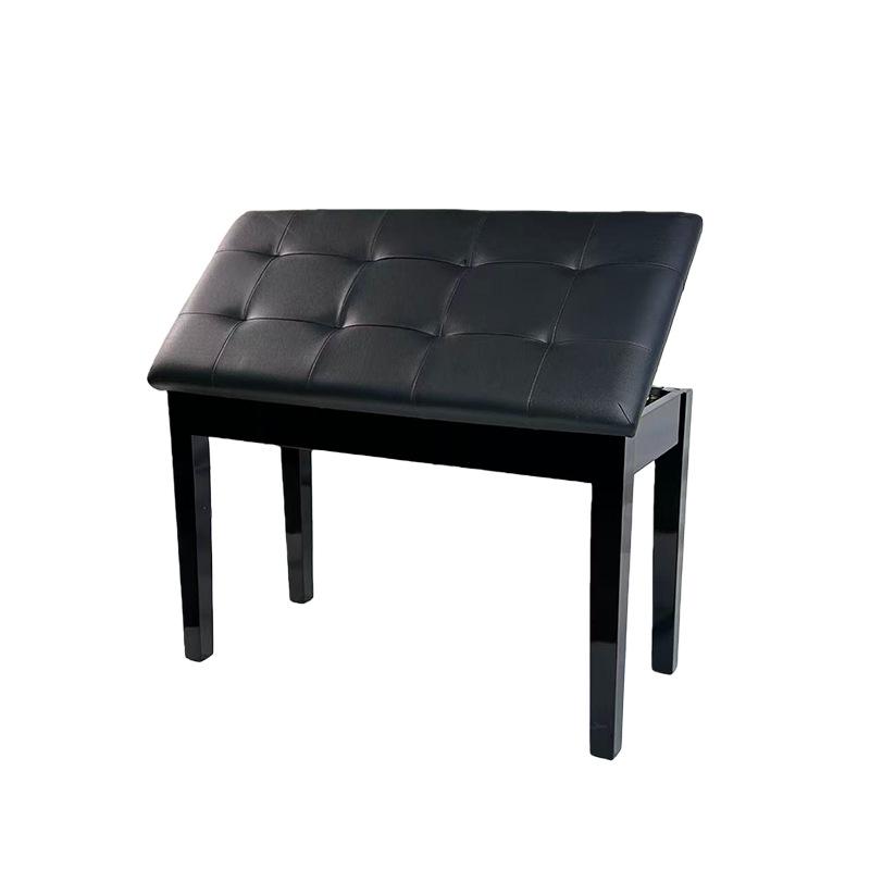 In-stock Oak Leg Double Piano Bench with Storage, Cross-border Version, Leather, Solid Wood.