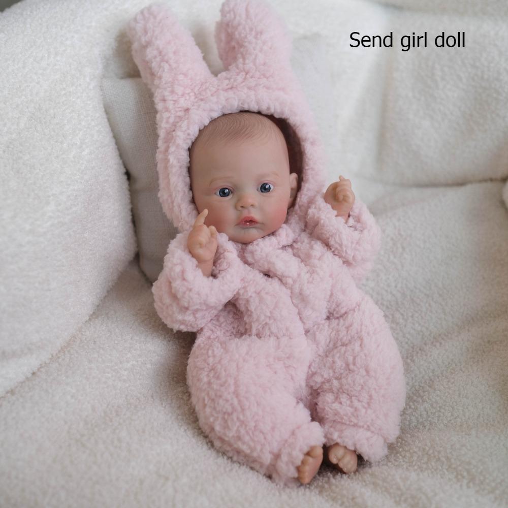 

12-дюймова лялька Реборн з цілісного силікону, з відкритими очима кольору луки, реалістична імітаційна лялька, у рожевому ромпері з кроликом, дитяча іграшка, ляльки для дітей, подарунок на день народження girl doll
