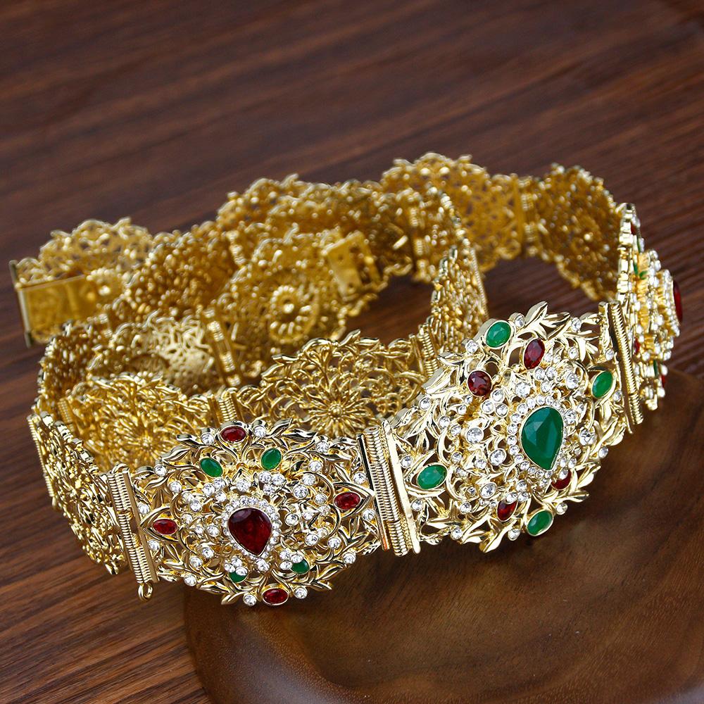 Culoare aurie Cureaua pentru talie Mireasa Bijuterii de nunta Lanț metalic de cristal Lungime reglabilă