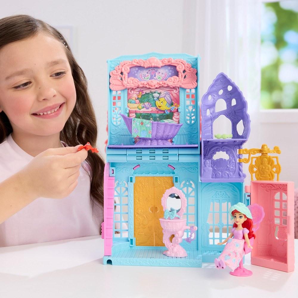 Mattel Disney Princess Ariel's Relaxation Spa Playset Stackable Castle Series Mini Doll JLT64 Blue For Ages 3 and Up