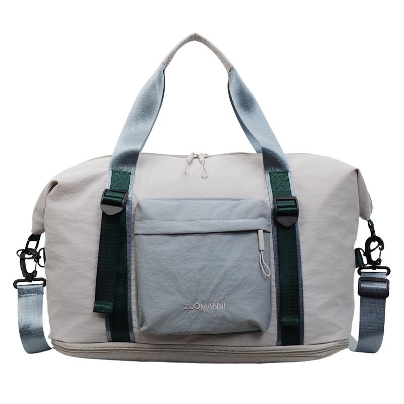 

Portable Expandable Travel Bag Color-matching Large Capacity Luggage Bag For Short-distance Travel One-shoulder Storage Bag Folding Fitness Bag сірий