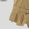 INCERUN Men Lapel Sleeveless Fake Two-piece Belt Waist Vest Waistcoats