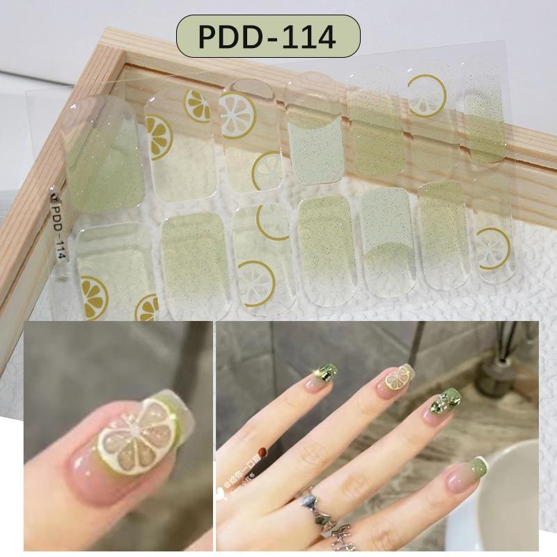 60 stili fai da te adesivi per unghie in gel semi polimerizzato fiori freschi di colore solido a lunga durata in primavera strisce per unghie cursore patch copertura completa decalcomania