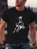 100% Pure Cotton Summer Men's T-shirt, Casual, Fashionable, Loose, with Horse Print