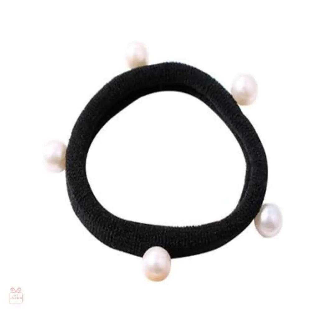 Pearl bell hair tie women s hair tie pretty hairband pretty hair tie pretty hair tie Pearl Hair Tie 5 Balls - Black