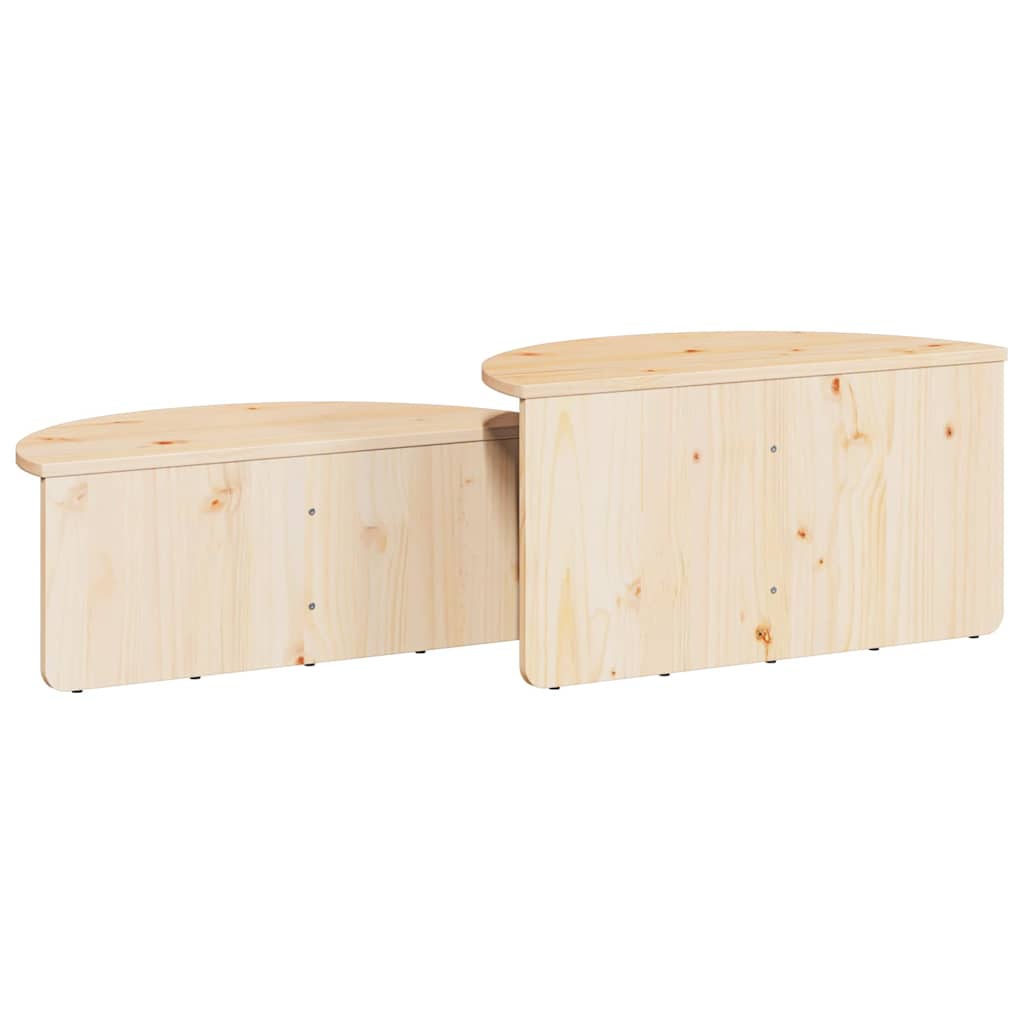 Coffee Table Set 2 pcs Natural Solid Pine Wood