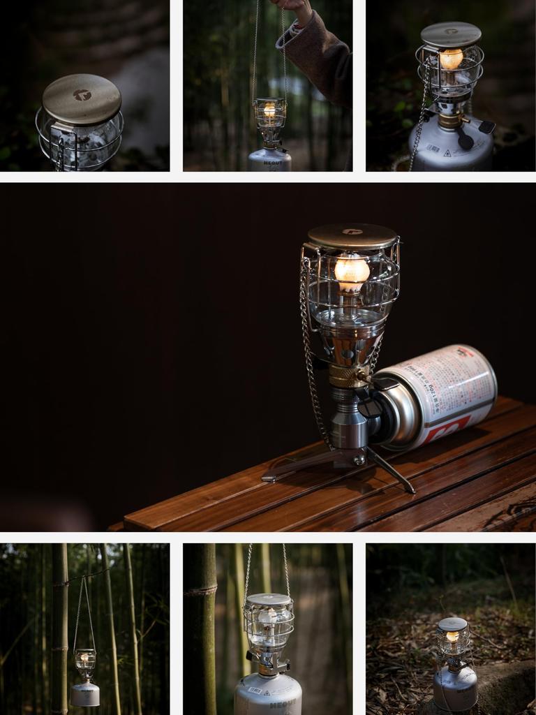 CAMPING MOON T-4-CB Portable 2-Way Mini Gas Lantern for Camping, Compatible with OD Cans and CB Cans