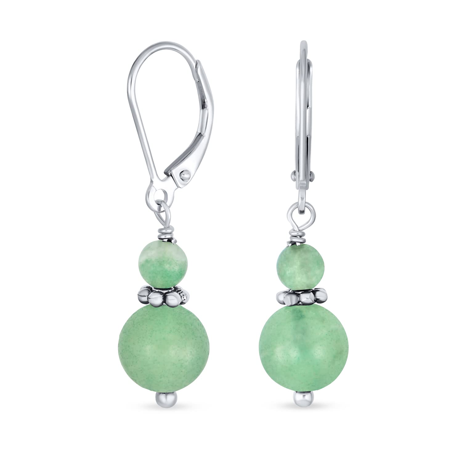

Natural Stone Aventurine 925 Silver Smoked Power Stone Pastel Green Lever Back Hook Earrings [Bling Jewelry]
