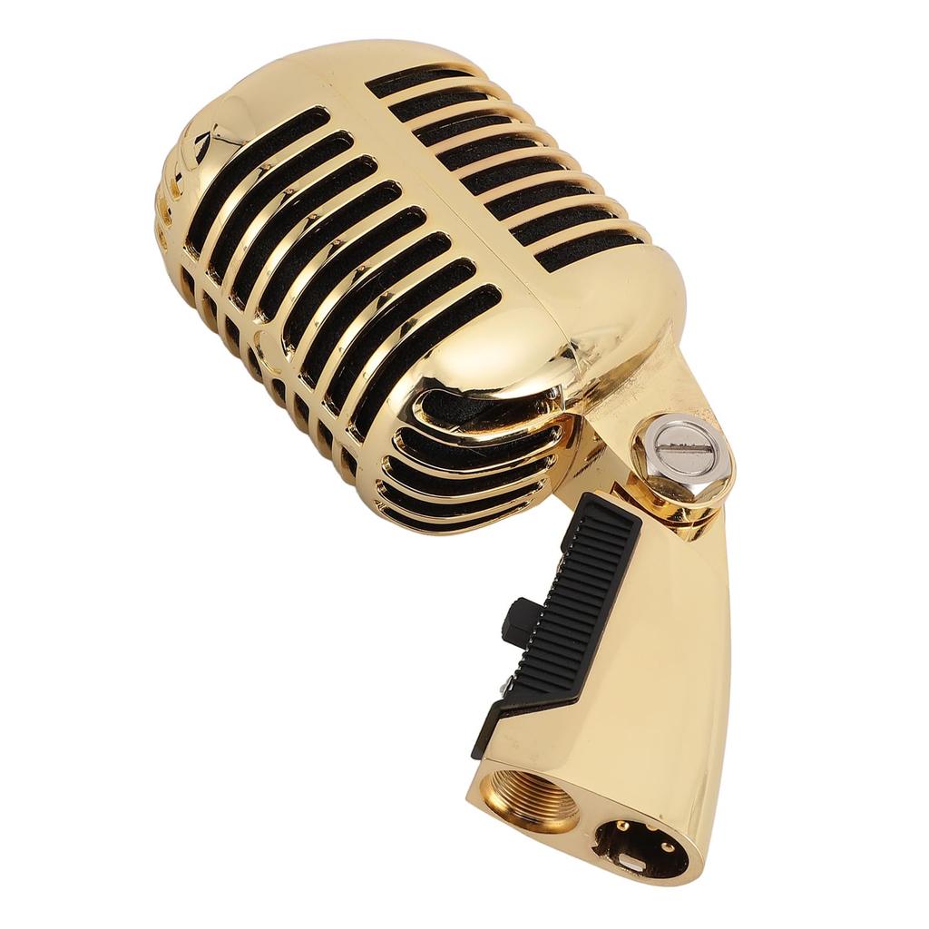 Classic Retro Dynamic Vocal Microphone, Old Vintage Style Cardioid Directional Microphone with Self-Tensioning Rotating Rack for Live Performance and