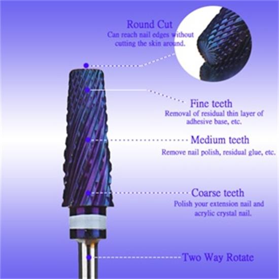 Pro 5 em 1 Carbide Nail Brocas Bur Mix Cortes 3/32" Nail Salon Fresas Cortadores Duráveis Gel Cutícula Polimento Manicure Acessório