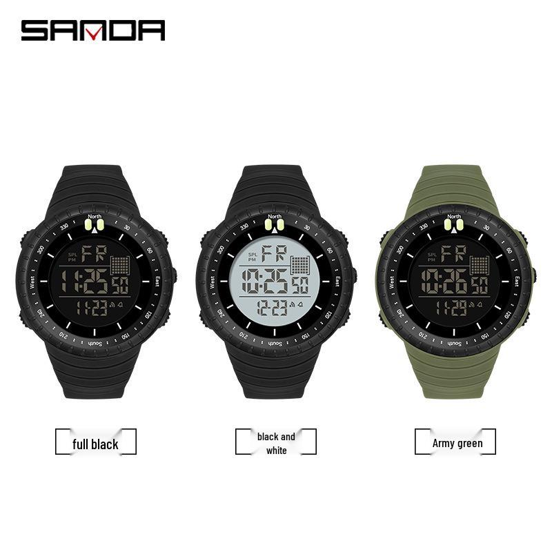 Sanda Cold Light Large Screen Waterproof Digital Sports Watch