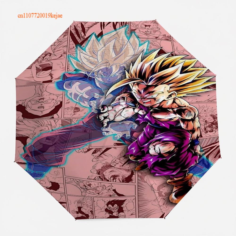 Anime Dragon Ball Vegeta Umbrella, Classic Manga Battle Scene Collage, Compact Folding Umbrella, for Cosplay & Daily Use