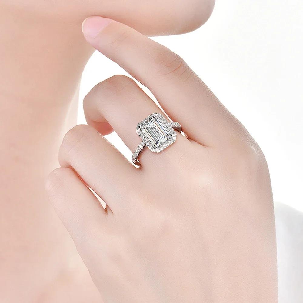 Cbtb Rectangular Moissanite Ring 925 Silver Engagement Quality Goods Jewelry