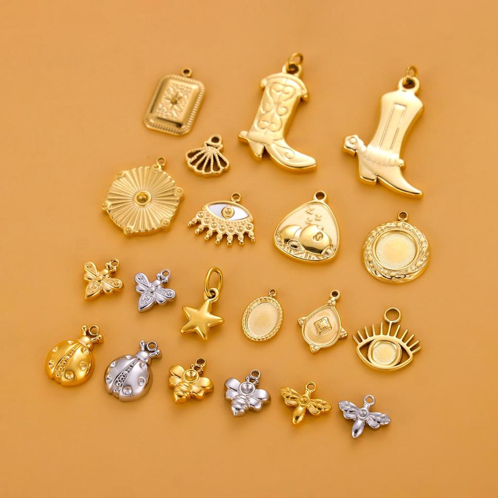 Stainless Steel Multi-Series Pendants: High Heels, Seashell, Starfish for Necklace & Bracelet Crafting