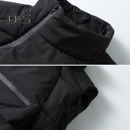 Men Down Waistcoat Stand Collar Sleeveless Oblique Zipper Closure Vest Coat with Front Pockets Solid Color Cotton Coat